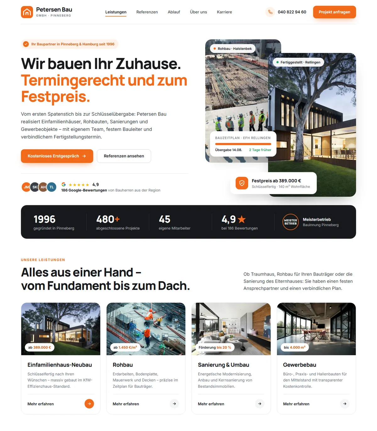 Webseite Petersen Bau